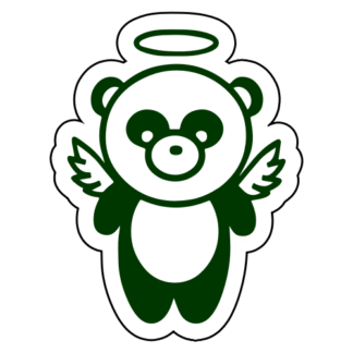 Angel Panda Wings Sticker (Dark Green)